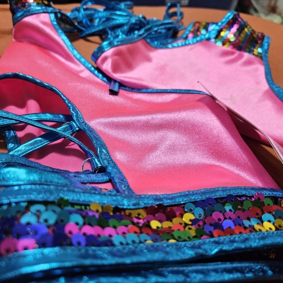 HI-NECK HALTER SETW/SEQUINS Dance Outfit - Picture 2 of 13